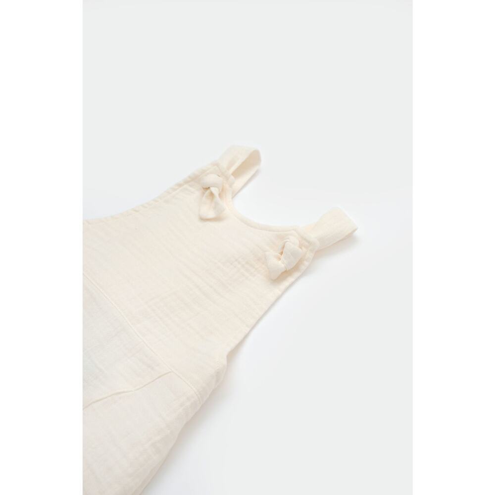 Organic Cotton Baby Overalls White 9-12M GOTS Certified Romper - Picture 6 of 8